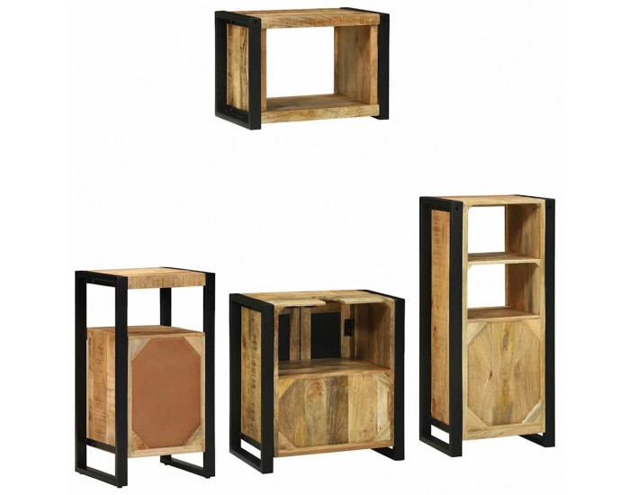 Sonata H Комплект мебели за баня 4 pcs Кафяво Солидно мангово дърво