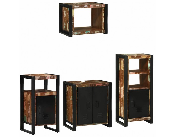 Sonata H Комплект мебели за баня 4 pcs Солидна рециклирана дървесина