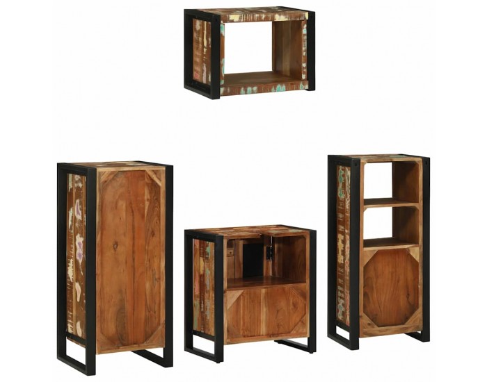 Sonata H Комплект мебели за баня 4 pcs Солидна рециклирана дървесина