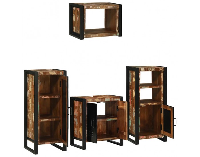 Sonata H Комплект мебели за баня 4 pcs Солидна рециклирана дървесина