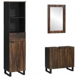 Sonata H Комплект мебели за баня 3 pcs Орехов кафяв 38 x 33 x 160 см - Комплекти