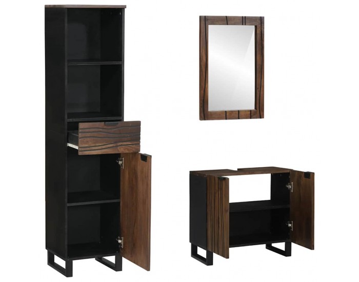 Sonata H Комплект мебели за баня 3 pcs Орехов кафяв 38 x 33 x 160 см