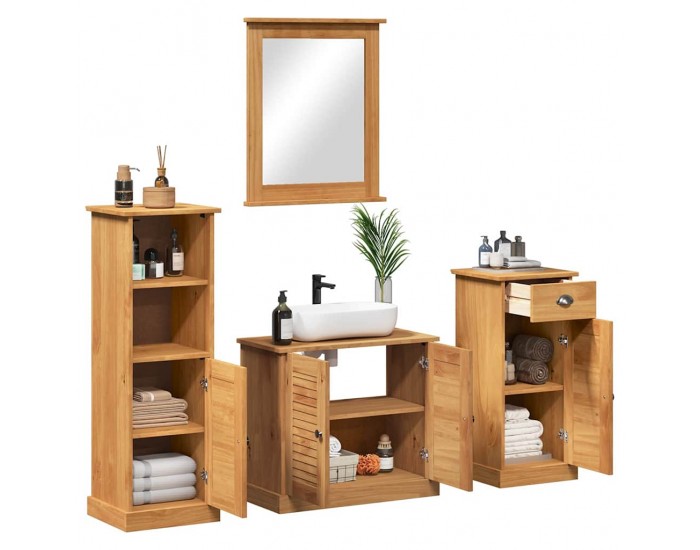 Sonata H Комплект мебели за баня 4 pcs Меденокафяво 37 x 34 x 110 см