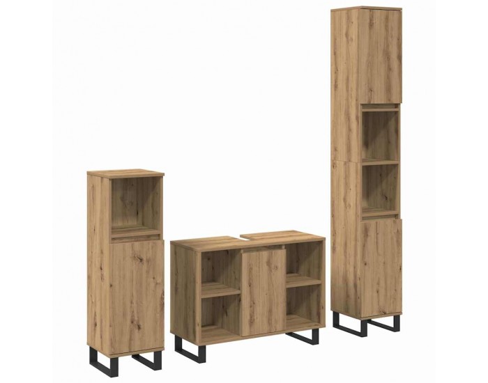 Sonata H Комплект мебели за баня от 3 части Артистичен дъб Инженерна дървесина