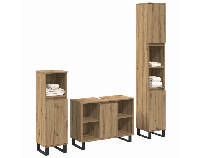 Sonata H Комплект мебели за баня от 3 части Артистичен дъб Инженерна дървесина