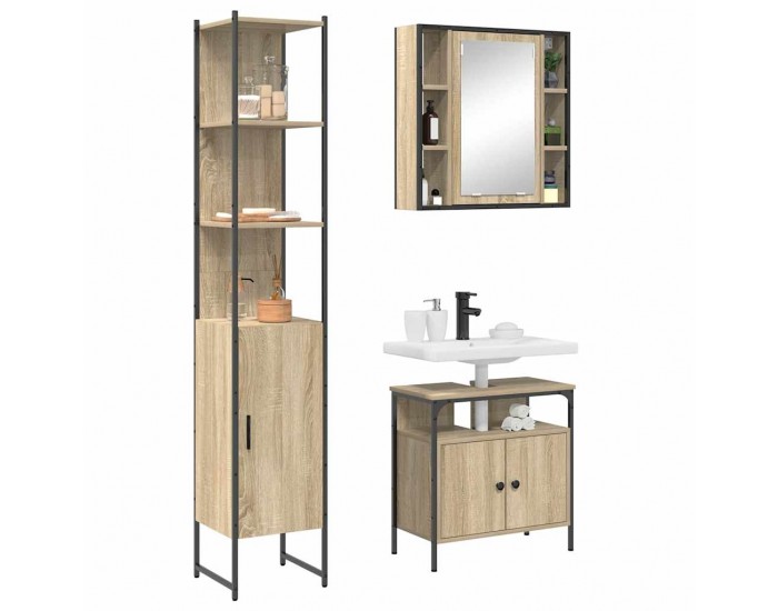 Sonata H Комплект мебели за баня 3 pcs дъб сонома 33 x 33 x 185.5 см