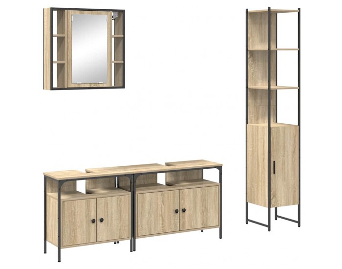 Sonata H Комплект мебели за баня 4 pcs дъб сонома 33 x 33 x 185.5 см
