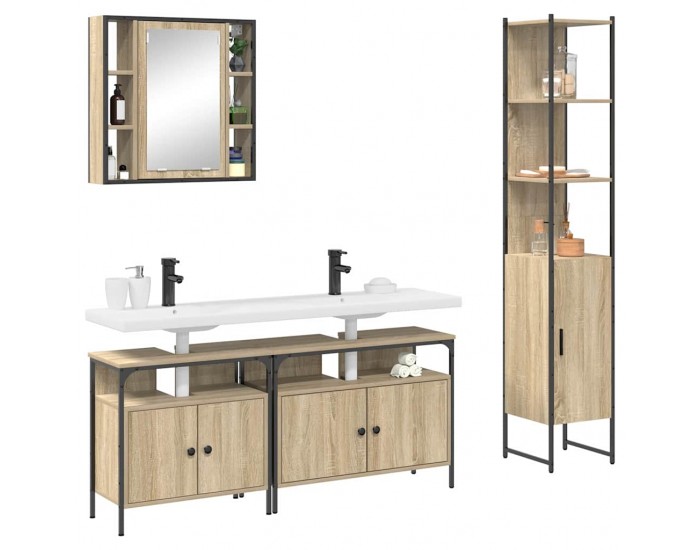 Sonata H Комплект мебели за баня 4 pcs дъб сонома 33 x 33 x 185.5 см