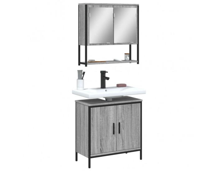 Sonata H Комплект мебели за баня от 2 части сив сонома инженерно дърво