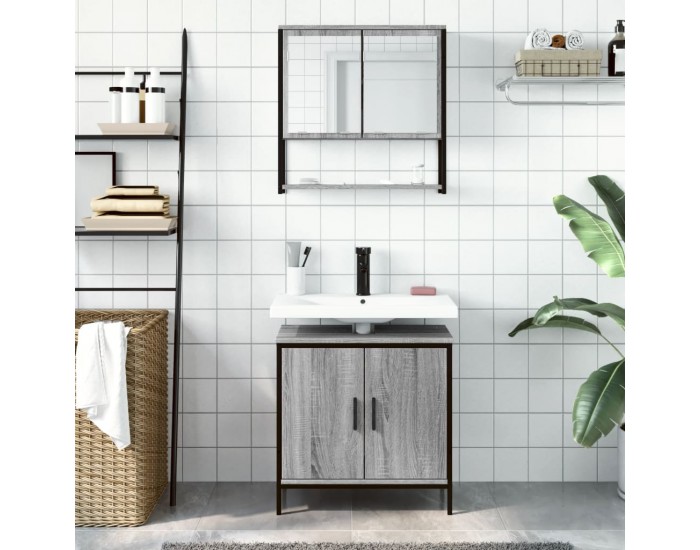 Sonata H Комплект мебели за баня от 2 части сив сонома инженерно дърво