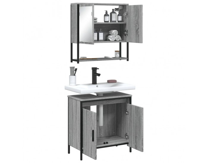 Sonata H Комплект мебели за баня от 2 части сив сонома инженерно дърво
