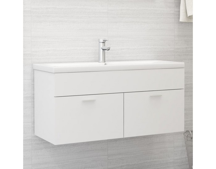 Sonata H Шкаф за баня с вградена мивка, бял, ПДЧ