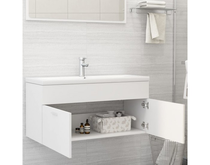Sonata H Шкаф за баня с вградена мивка, бял, ПДЧ