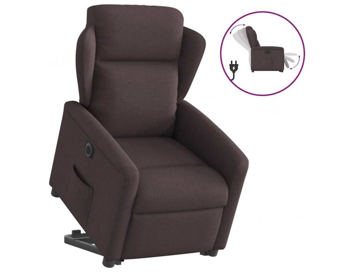 Sonata H Електрически изправящ реклайнер стол, тъмнокафяв, текстил