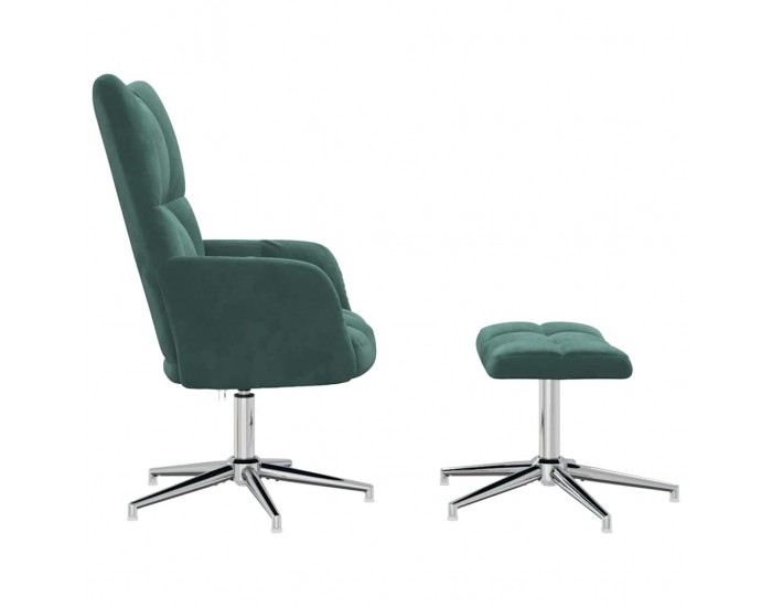 Sonata H Стол за релакс с табуретка, тъмнозелен, кадифе