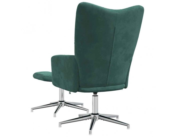 Sonata H Стол за релакс с табуретка, тъмнозелен, кадифе