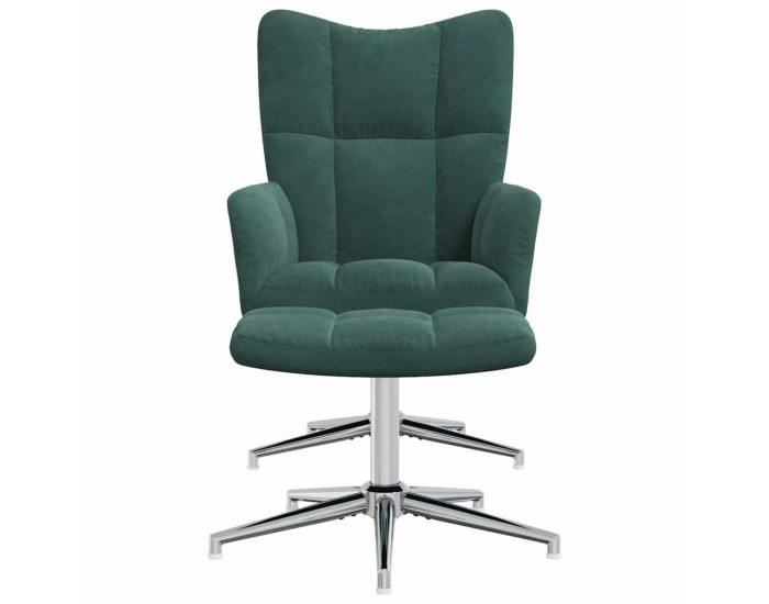 Sonata H Стол за релакс с табуретка, тъмнозелен, кадифе