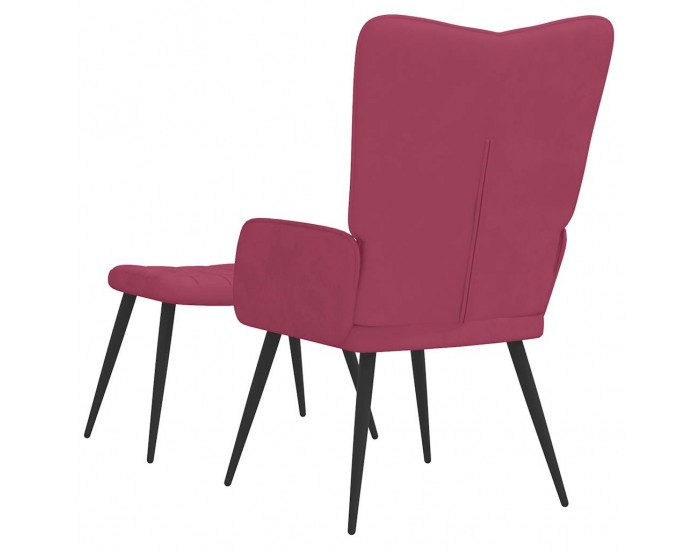 Sonata H Стол за релакс с табуретка, виненочервен, кадифе