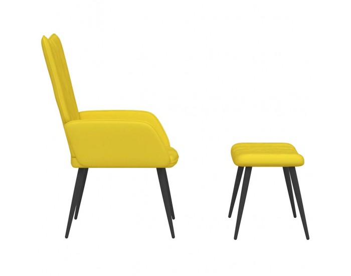 Sonata H Релаксиращ стол с табуретка, горчица жълто, кадифе