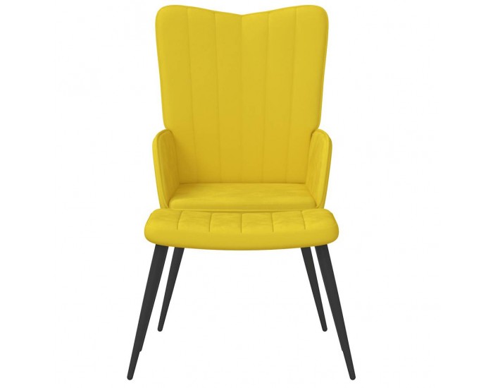 Sonata H Релаксиращ стол с табуретка, горчица жълто, кадифе