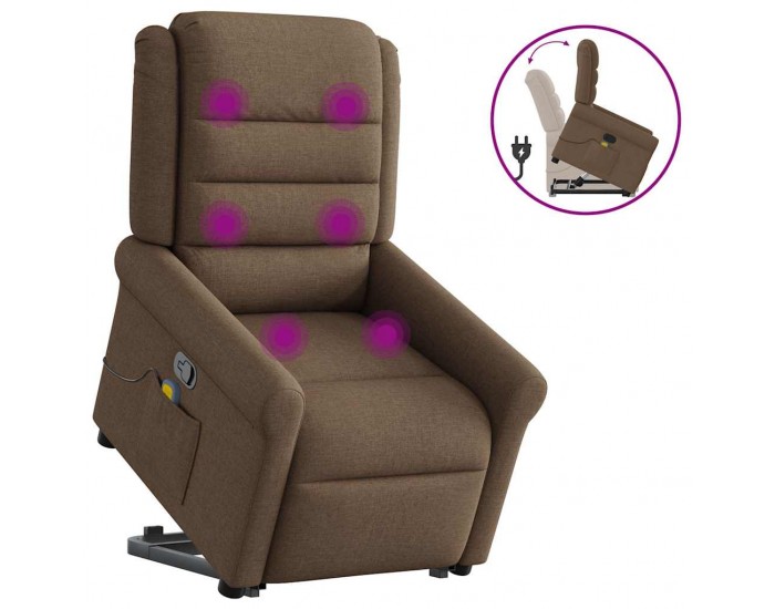 Sonata H Изправящ масажен реклайнер стол, кафяв, текстил