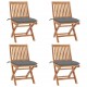 Sonata H Сгъваеми градински столове с възглавници, 4 бр, тик масив