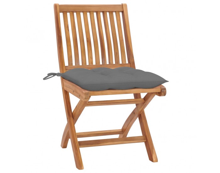 Sonata H Сгъваеми градински столове с възглавници, 4 бр, тик масив