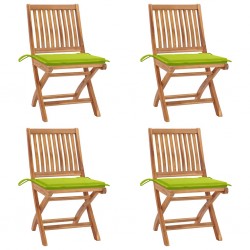 Sonata H Сгъваеми градински столове с възглавници, 4 бр, тик масив - Градински столове