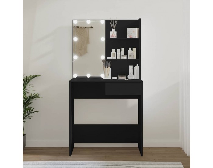 Sonata H Тоалетка с LED, черна, 74,5x40x141 см