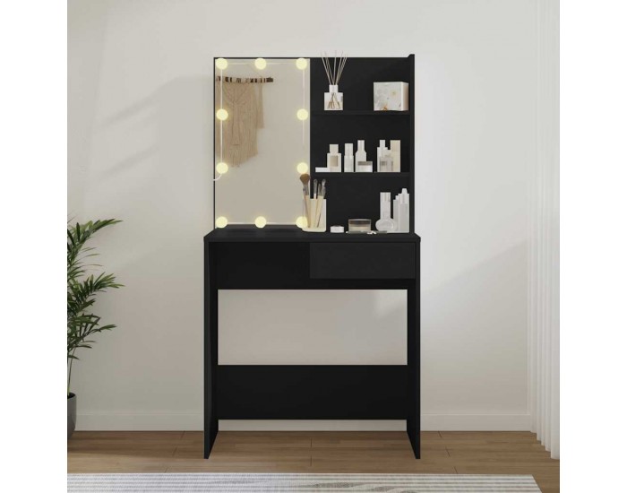 Sonata H Тоалетка с LED, черна, 74,5x40x141 см