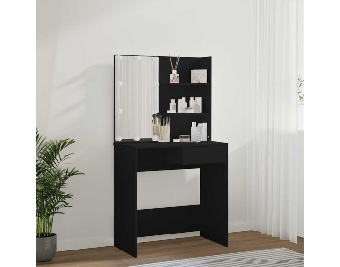 Sonata H Тоалетка с LED, черна, 74,5x40x141 см