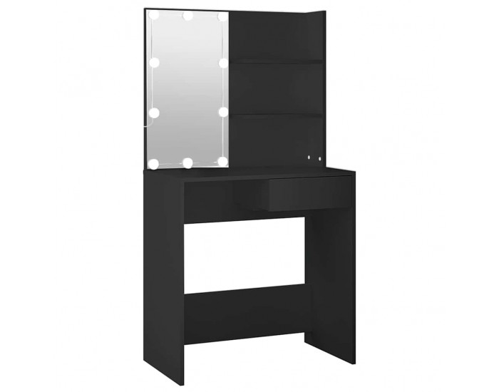 Sonata H Тоалетка с LED, черна, 74,5x40x141 см