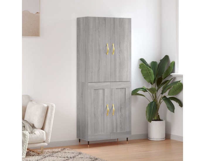 Sonata H Висок шкаф, сив сонома, 69,5x34x180 см, инженерно дърво