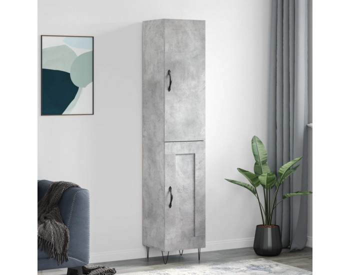 Sonata H Висок шкаф, бетонно сив, 34,5x34x180 см, инженерно дърво