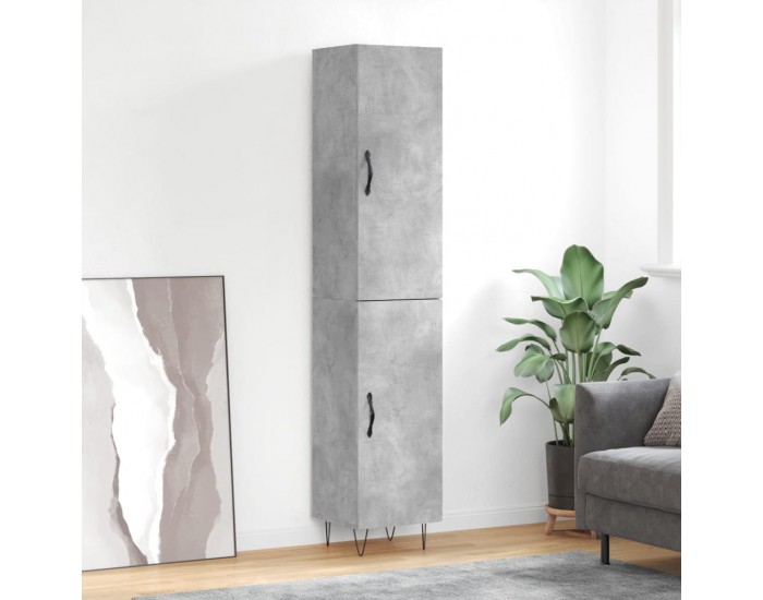 Sonata H Висок шкаф, бетонно сив, 34,5x34x180 см, инженерно дърво