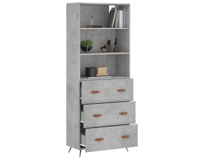 Sonata H Висок шкаф, бетонно сив, 69,5x34x180 см, инженерно дърво