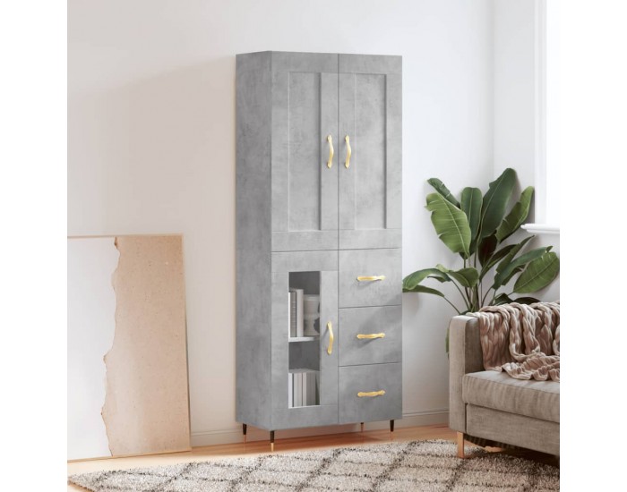 Sonata H Висок шкаф, бетонно сив, 69,5x34x180 см, инженерно дърво