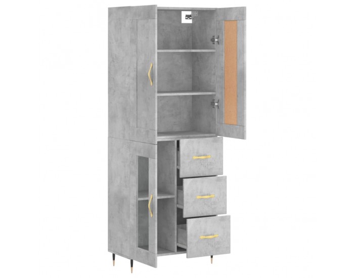 Sonata H Висок шкаф, бетонно сив, 69,5x34x180 см, инженерно дърво