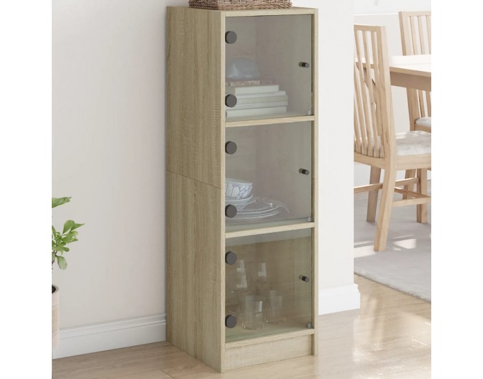 Sonata H Висок шкаф със стъклена врати, сонома дъб, 35x37x109 см