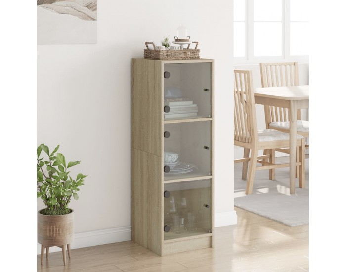 Sonata H Висок шкаф със стъклена врати, сонома дъб, 35x37x109 см