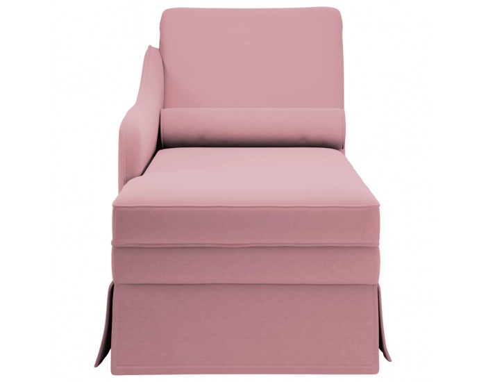 Sonata H Кушетка с болстер и десен подлакътник, розов, кадифе