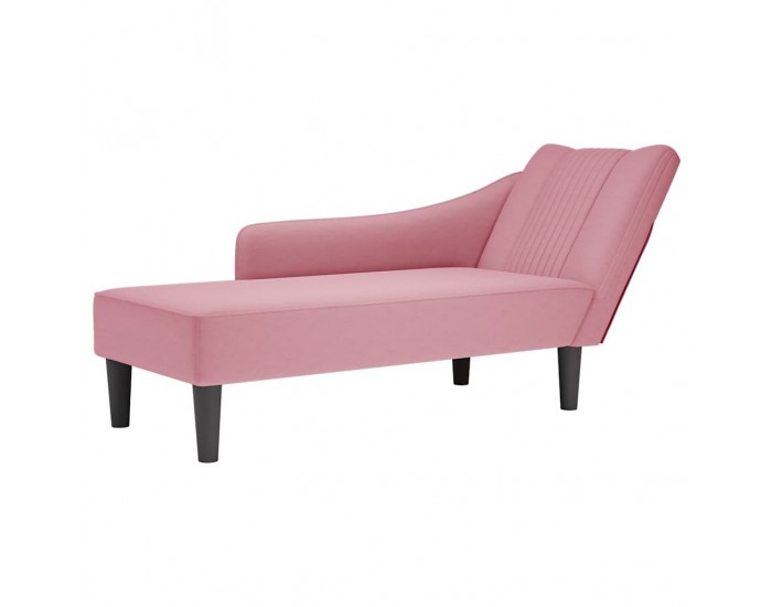 Sonata H Кушетка с десен подлакътник, розов, кадифе