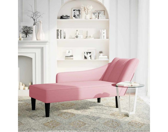 Sonata H Кушетка с десен подлакътник, розов, кадифе
