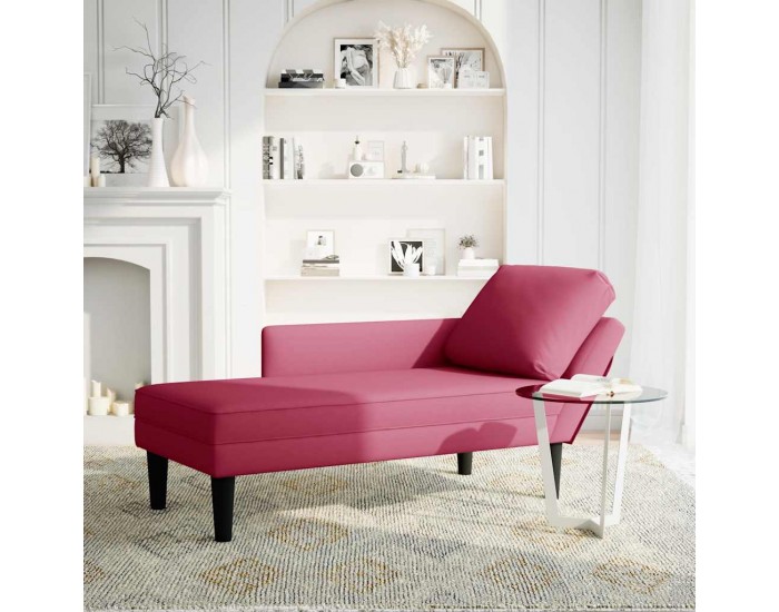 Sonata H Кушетка с възглавница и десен подлакътник, виненочервен, кадифе