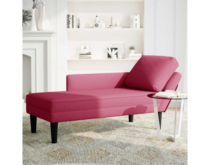 Sonata H Кушетка с възглавница и десен подлакътник, виненочервен, кадифе