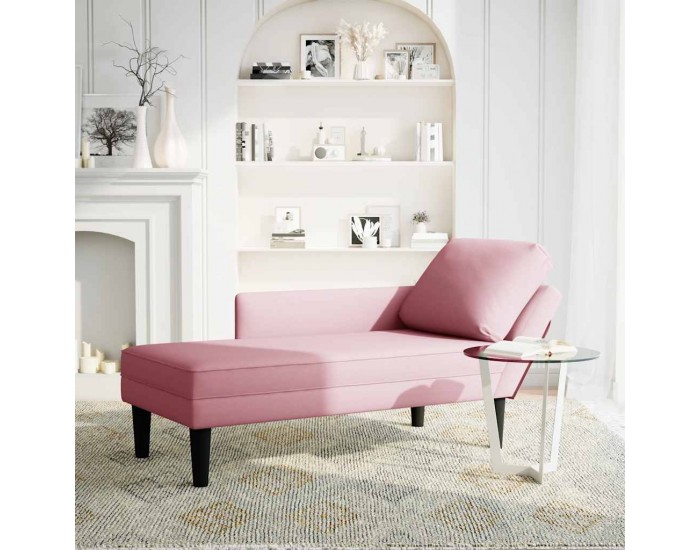 Sonata H Кушетка с възглавница и десен подлакътник, розов, кадифе