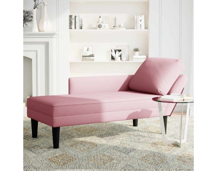 Sonata H Кушетка с възглавница и десен подлакътник, розов, кадифе