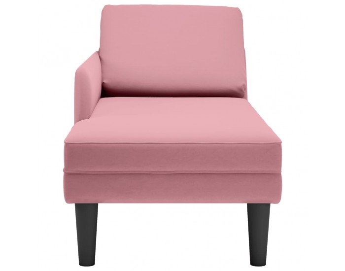 Sonata H Кушетка с възглавница и десен подлакътник, розов, кадифе