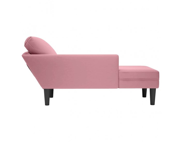 Sonata H Кушетка с възглавница и десен подлакътник, розов, кадифе