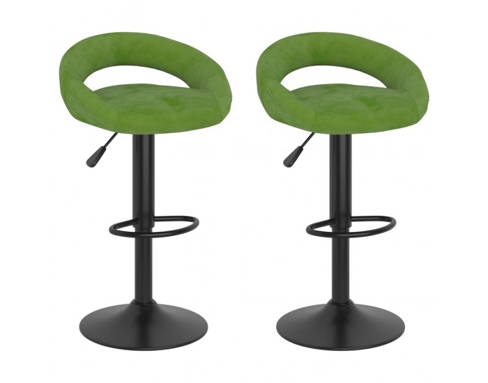 Sonata H Бар табуретки, 2 бр, светлозелени, кадифе